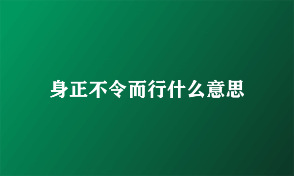 身正不令而行什么意思