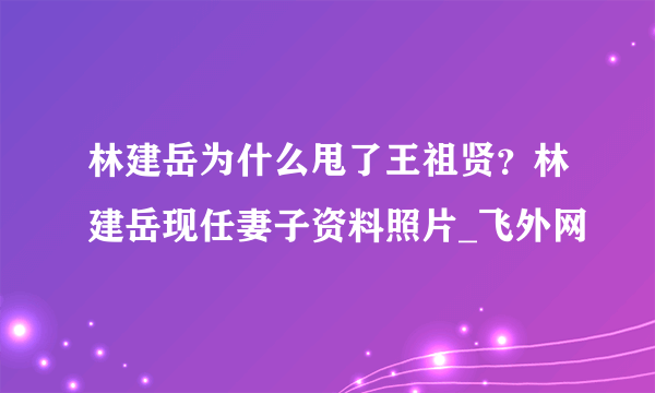 林建岳为什么甩了王祖贤？林建岳现任妻子资料照片_飞外网