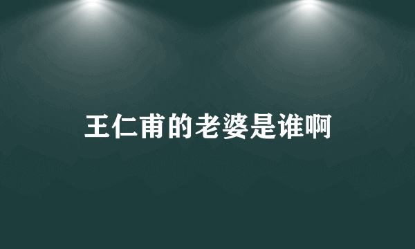 王仁甫的老婆是谁啊