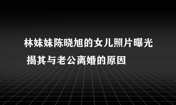 林妹妹陈晓旭的女儿照片曝光 揭其与老公离婚的原因