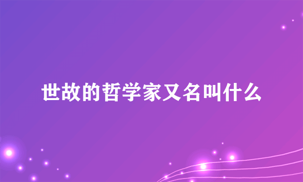 世故的哲学家又名叫什么