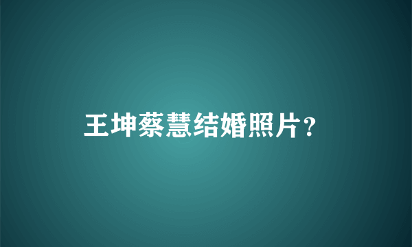 王坤蔡慧结婚照片？