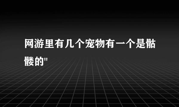 网游里有几个宠物有一个是骷髅的