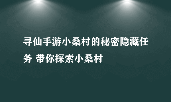 寻仙手游小桑村的秘密隐藏任务 带你探索小桑村