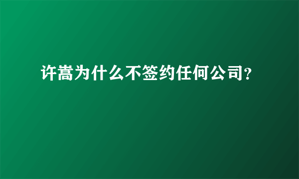 许嵩为什么不签约任何公司？