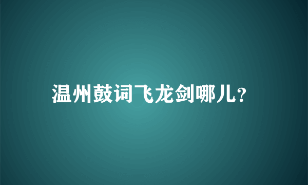 温州鼓词飞龙剑哪儿？