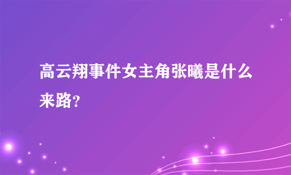 高云翔事件女主角张曦是什么来路？