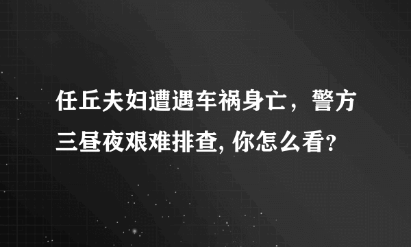 任丘夫妇遭遇车祸身亡，警方三昼夜艰难排查, 你怎么看？