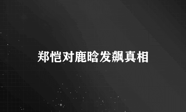 郑恺对鹿晗发飙真相