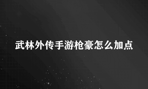 武林外传手游枪豪怎么加点