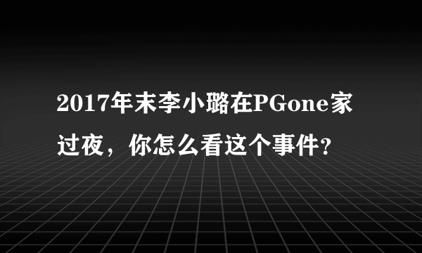 2017年末李小璐在PGone家过夜，你怎么看这个事件？