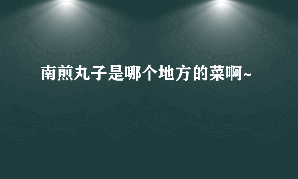 南煎丸子是哪个地方的菜啊~