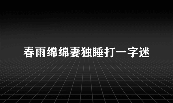 春雨绵绵妻独睡打一字迷