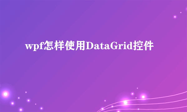 wpf怎样使用DataGrid控件