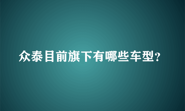 众泰目前旗下有哪些车型？