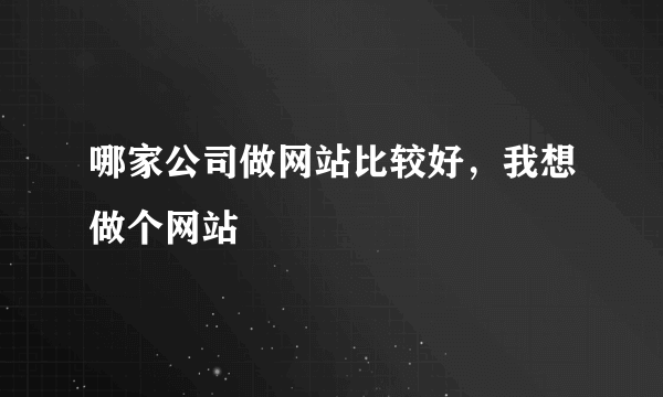 哪家公司做网站比较好，我想做个网站