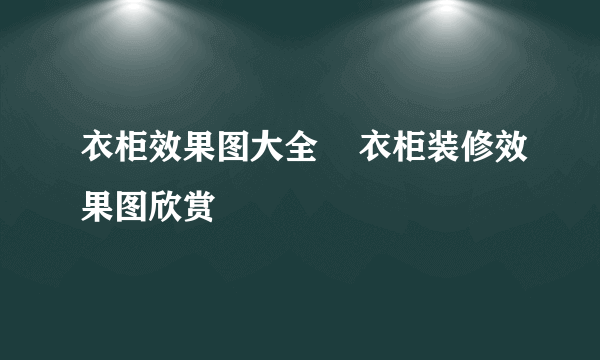 衣柜效果图大全    衣柜装修效果图欣赏