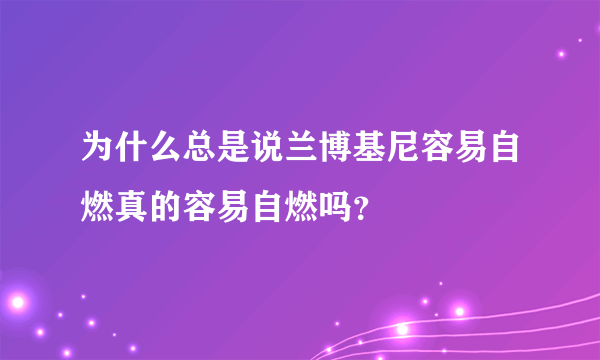 为什么总是说兰博基尼容易自燃真的容易自燃吗？