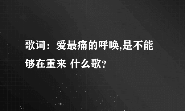 歌词：爱最痛的呼唤,是不能够在重来 什么歌？