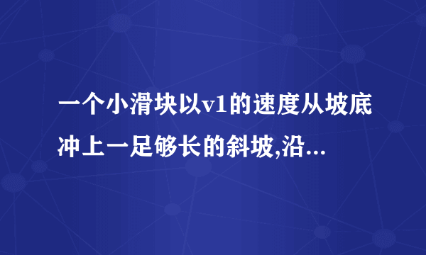 一个小滑块以v1的速度从坡底冲上一足够长的斜坡,沿斜坡做直线运动。当它返回坡底时的速度变为v2(v1>v2).小滑块上坡时的加速度为a1,所用时间为t1,下坡时的加速度为a2,所用时间为t2,下列说法正确的是()A. t1:t2=v2:v1B. a1:a2=v1:v2C. 整个过程小滑块的平均速度等于v1+v22D. 小滑块在最高点时的加速度和速度都为0