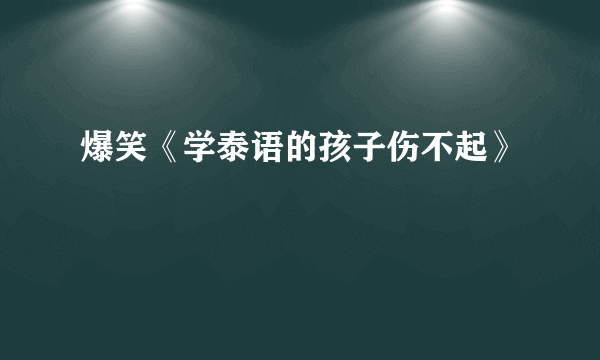 爆笑《学泰语的孩子伤不起》