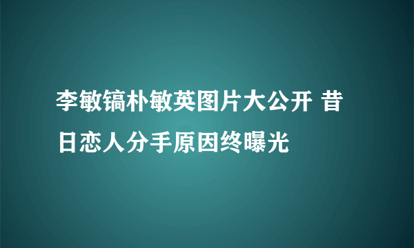 李敏镐朴敏英图片大公开 昔日恋人分手原因终曝光