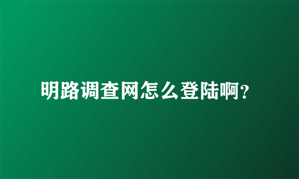 明路调查网怎么登陆啊？