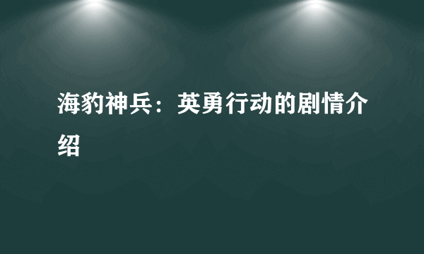 海豹神兵：英勇行动的剧情介绍