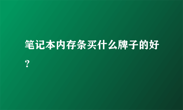 笔记本内存条买什么牌子的好？