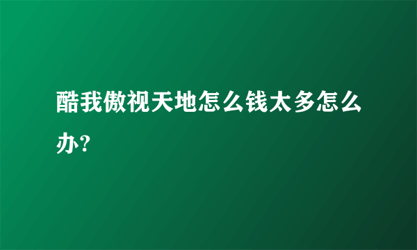 酷我傲视天地怎么钱太多怎么办?