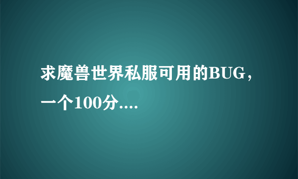 求魔兽世界私服可用的BUG，一个100分....