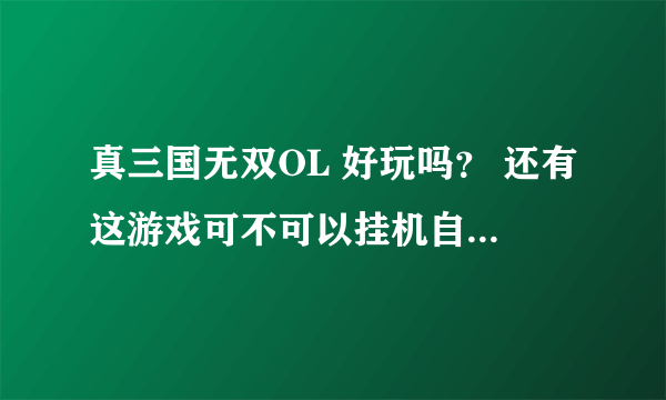 真三国无双OL 好玩吗？ 还有这游戏可不可以挂机自动打怪？