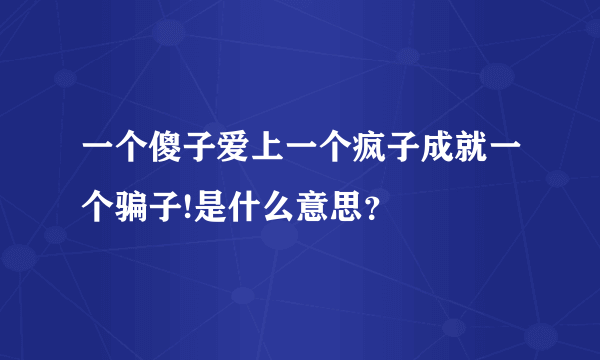 一个傻子爱上一个疯子成就一个骗子!是什么意思？