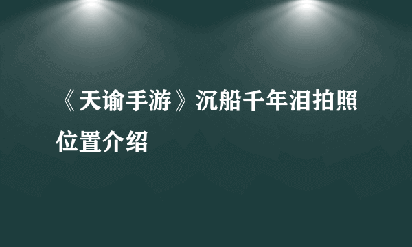 《天谕手游》沉船千年泪拍照位置介绍