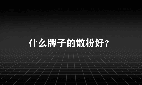 什么牌子的散粉好？