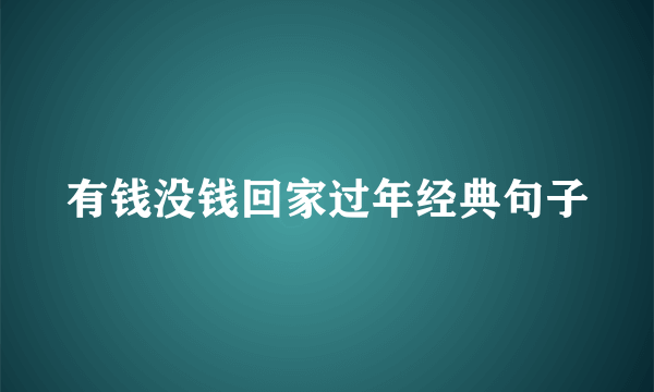 有钱没钱回家过年经典句子