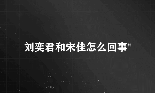 刘奕君和宋佳怎么回事