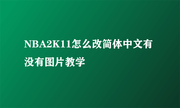 NBA2K11怎么改简体中文有没有图片教学