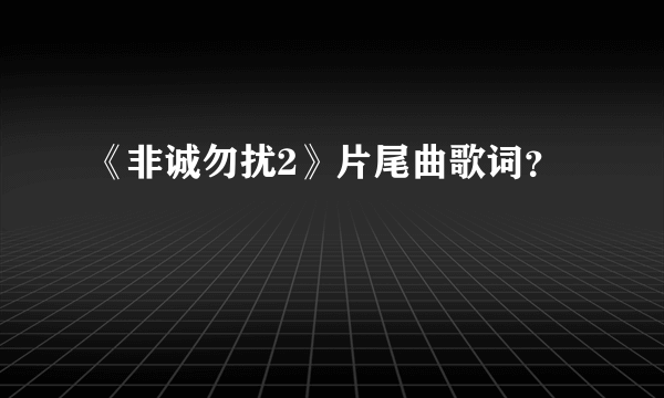 《非诚勿扰2》片尾曲歌词？