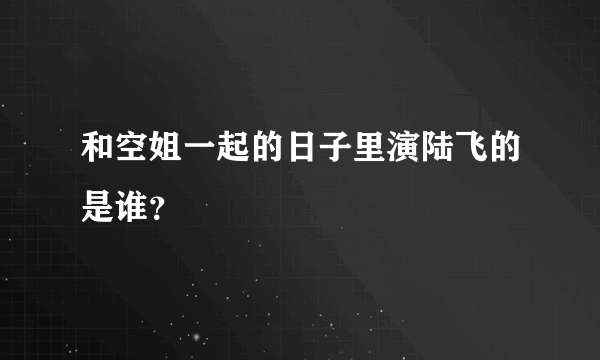 和空姐一起的日子里演陆飞的是谁？