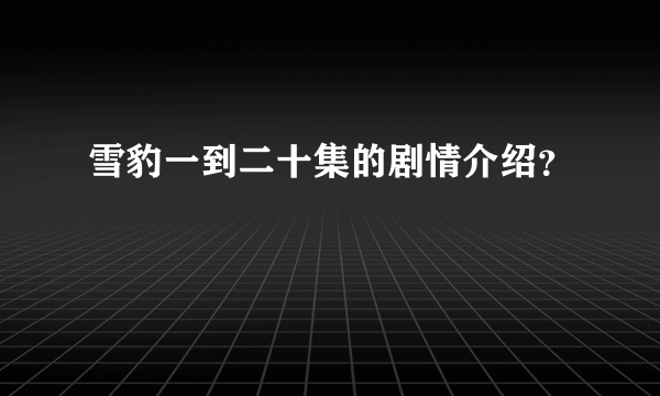 雪豹一到二十集的剧情介绍？