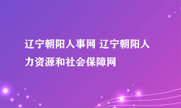 辽宁朝阳人事网 辽宁朝阳人力资源和社会保障网