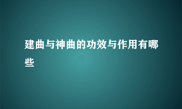 建曲与神曲的功效与作用有哪些