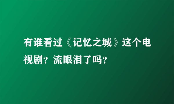 有谁看过《记忆之城》这个电视剧？流眼泪了吗？