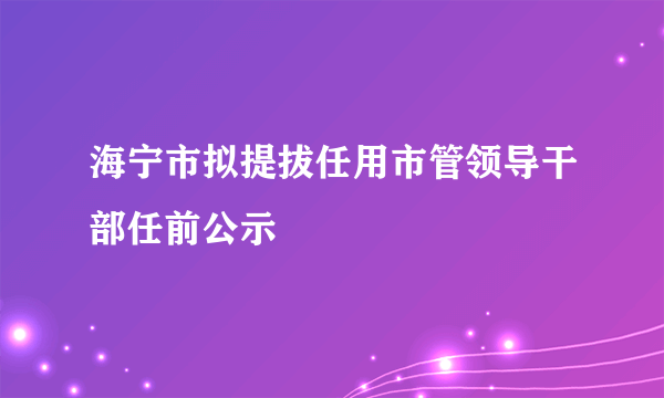 海宁市拟提拔任用市管领导干部任前公示