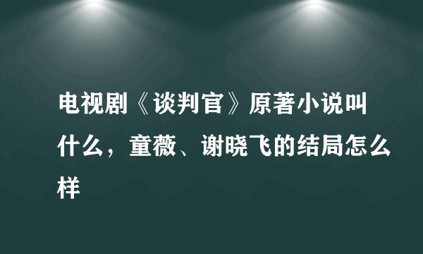 电视剧《谈判官》原著小说叫什么，童薇、谢晓飞的结局怎么样