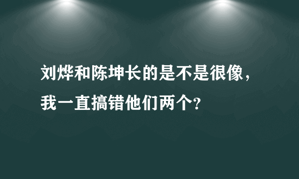 刘烨和陈坤长的是不是很像，我一直搞错他们两个？