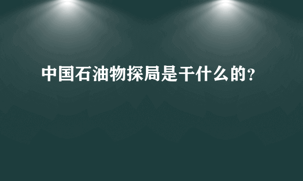 中国石油物探局是干什么的？