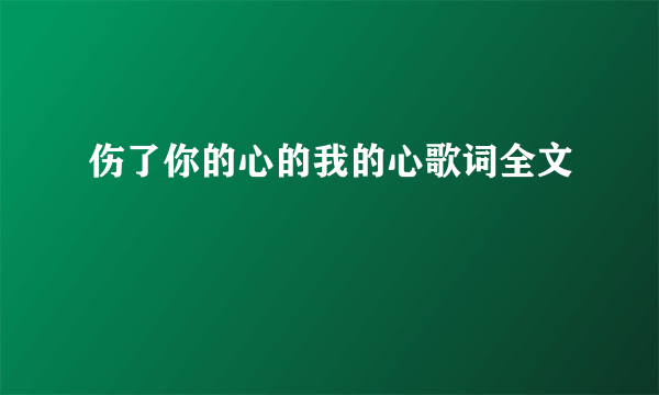 伤了你的心的我的心歌词全文