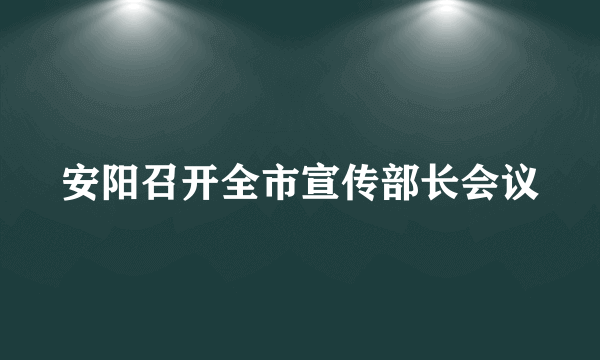 安阳召开全市宣传部长会议